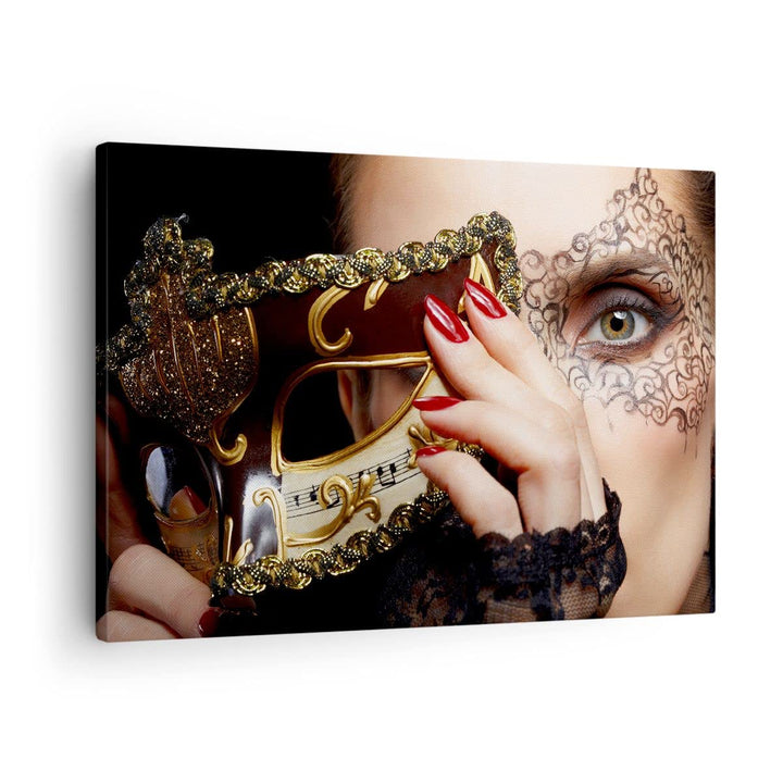 ARTTOR Bilder auf Leinwand Frau Mode Venedig Maske Leinwandbild 70x50cm Wandbilder Dekoration Wohnzi