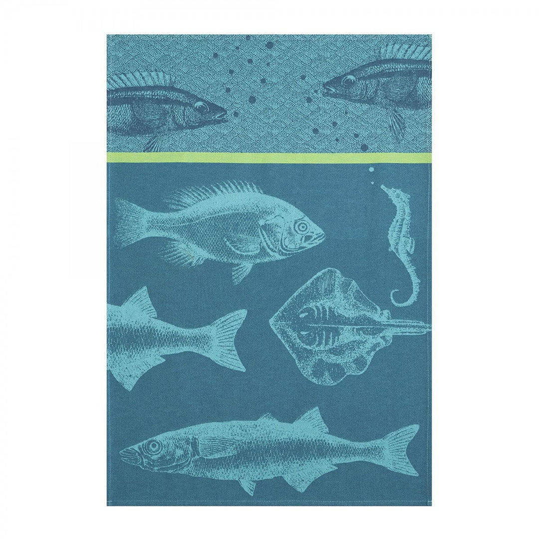 Coucke Badetuch aus französischer Baumwolle, Jacquard, 50,8 x 76,2 cm, Türkis, Türkis