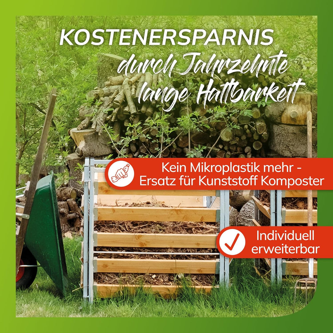 Premium Feuerverzinkter Gartenkomposter aus Holz und Metall - Kompostbehälter für den Garten mit Sie