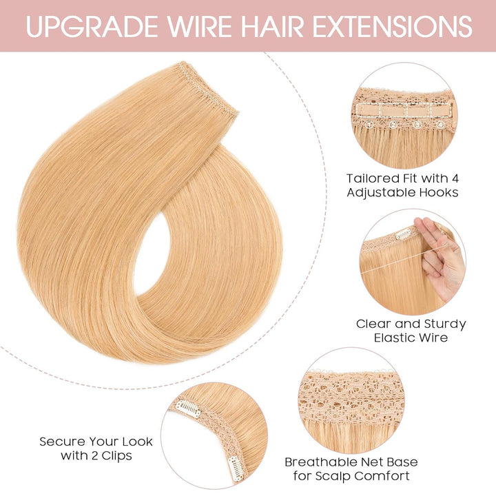 Extensions Echthaar mit transparenter Schnur, Silk-co Wire in ExtensionsBlond 65g, Secrets Hair Exte