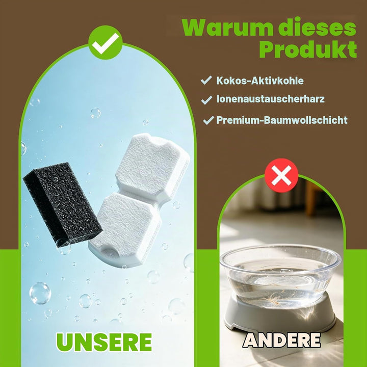Katzenbrunnen Filter 6er Pack: 6 Kohlefilter + 6 Schwammfilter Hält das Wasser Frisch und Sauber, 2-