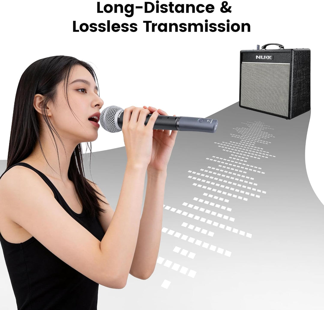NUX B-3RC 2,4 GHz Mikrofon Wireless System mit Ladekoffer, Mikrofonbündel, 24 Bit/44,1 kHz, Langstre