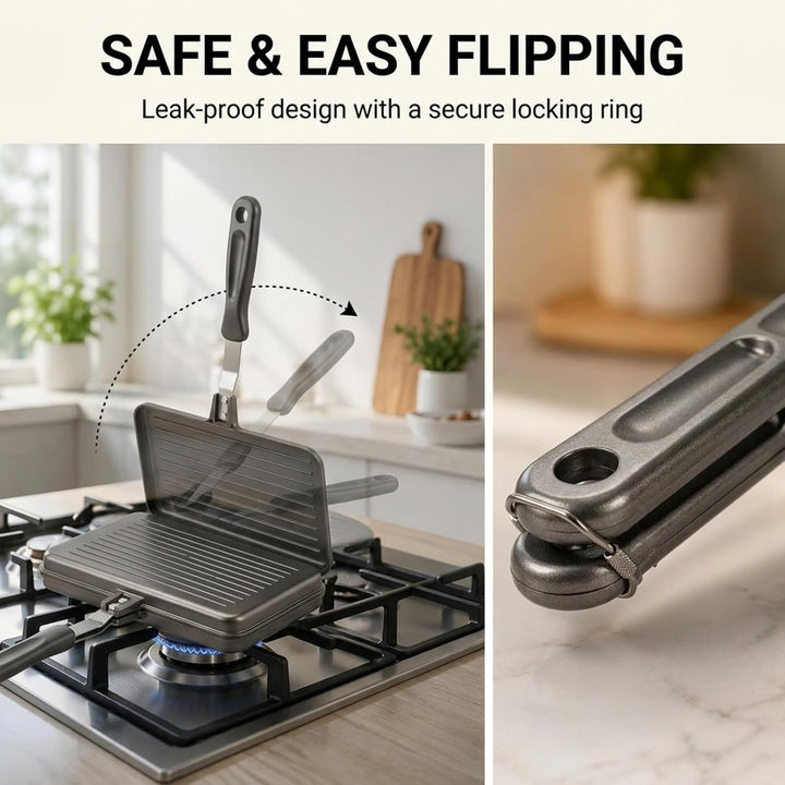 Doppelseitige Sandwich Maker Bratpfanne, Sandwichmaker Camping Doppelseitige Bratpfanne, Antihaft Al