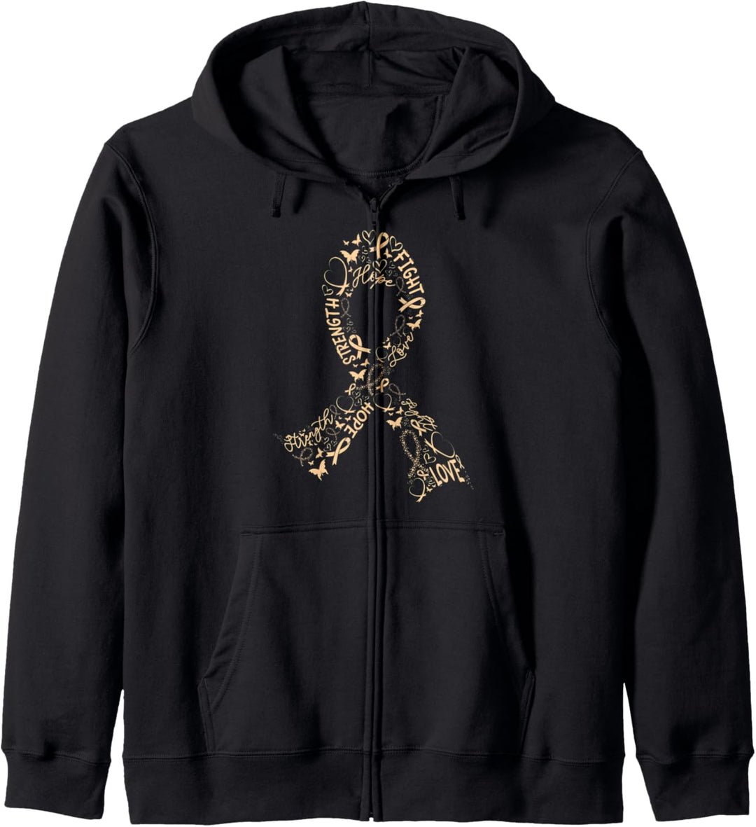 Gebärmutterkrebs Krieger Kampf Pfirsich Ribbon Awareness Ges Kapuzenjacke