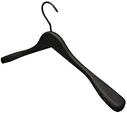 GERSO Kleiderbügel Premium 45 cm – 100er Pack – Massivholz schwarz gummiert – Formbügel mit drehbare