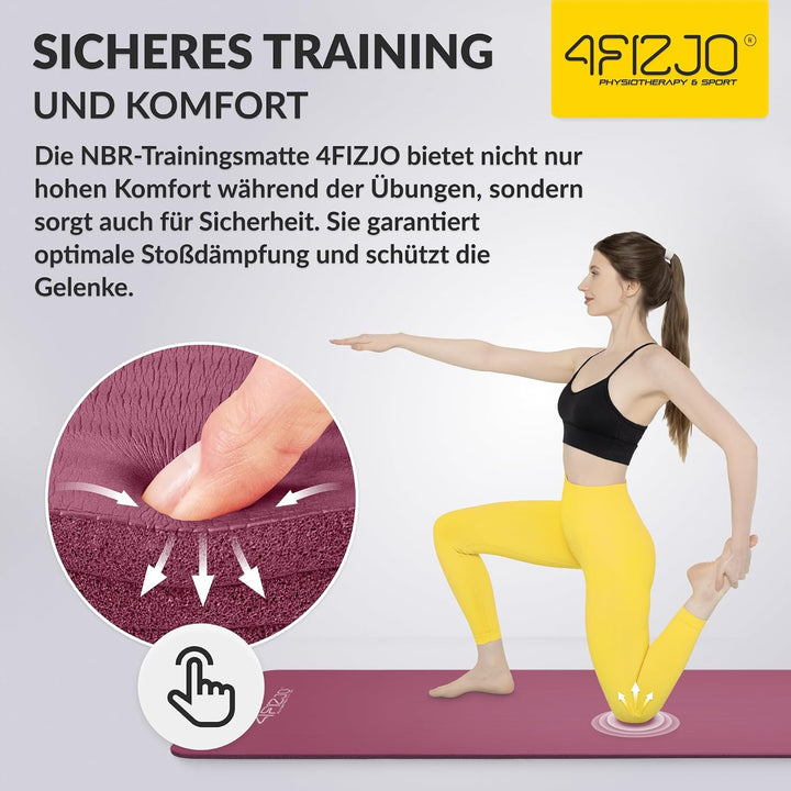 Fitnessmatte mit Tragegurt, Abm. 180x60 cm, NBR-Schaumstoff, Rutschfest, Komfort, In &amp; Outdor, Pilat