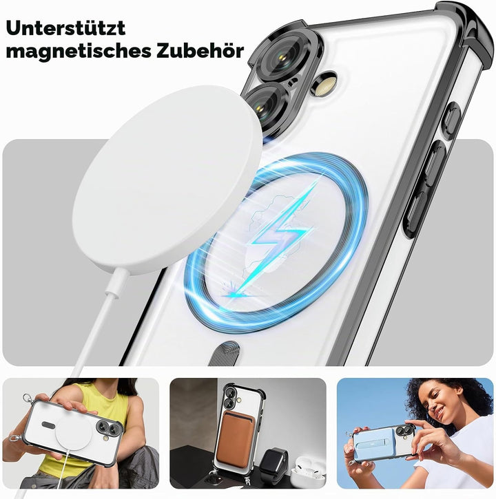 GOODVISH Handykette für iPhone 16 Hülle mit Band, mit 2 Stück Schutzfolie und Kamera Schutz, Necklac