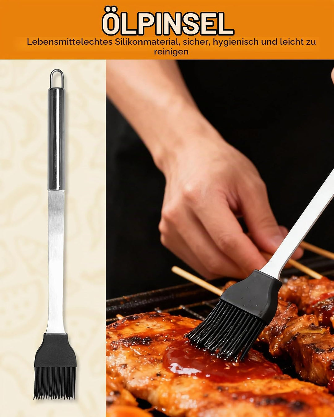 5PCS Edelstahl Grillset für Geschenk - BBQ Grillbesteck Set Edelstahl Grillzubehör-Set Grillset Für