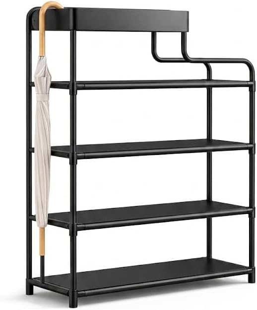 ELNO Schmales Schuhregal 21cm Tief – Platzsparender Schuhständer mit 5 Ebenen für bis zu 7 Paar leic
