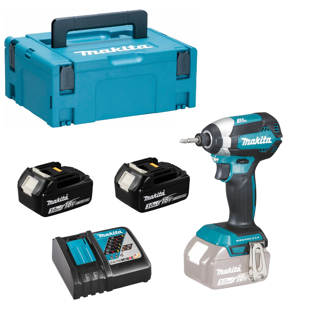 Makita DTD 153 RFJ Akku Schlagschrauber 1/4' 18V 170Nm brushless + 2x Akkus 3,0 Ah + Schnellladegerä