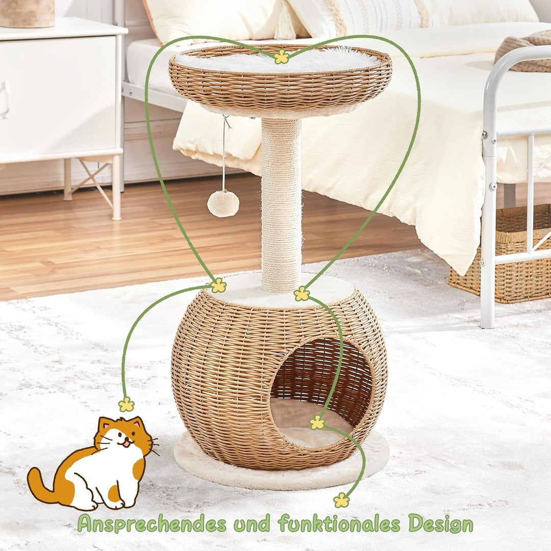 Yaheetech Kratzbaum Ratten Kletterbaum für grosse Katze, Stabiler Katzenkratzbaum mit Katzenhöhle Pl