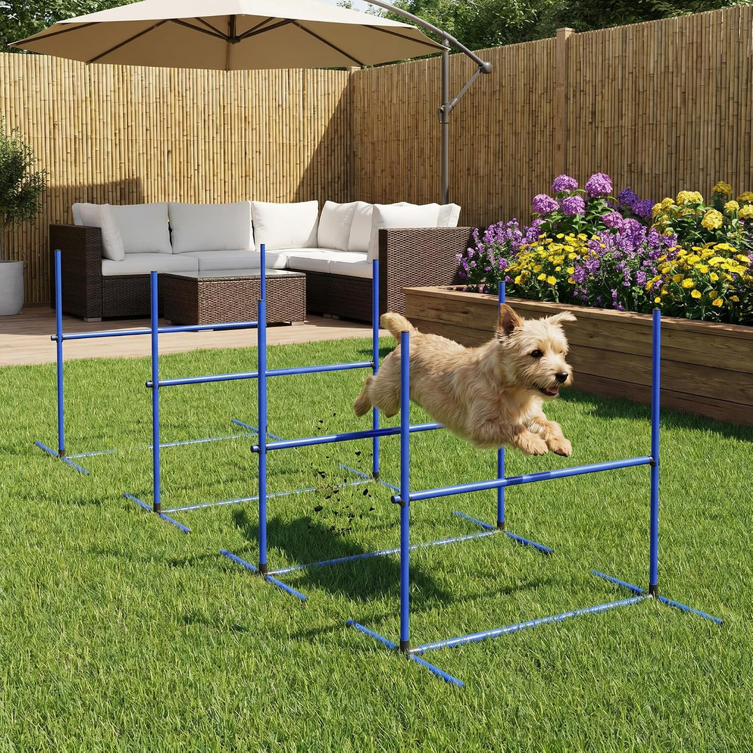 YRHome Hunde Agility Hürdenset Agility-Ausrüstung für Hunde 4 x Hürden Slalom Stangen Hunde Training