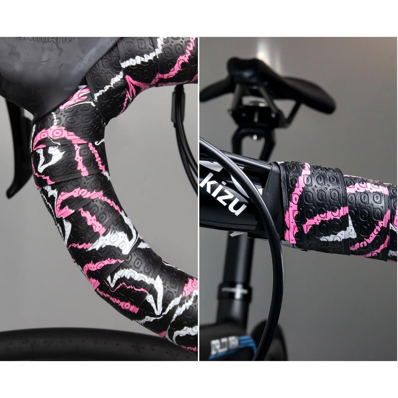 GORIX Lenkerband Lenker Grip Wrap + 2 Lenkerstopfen Rennrad Mountainbike Radfahren (GX-Marble) (Rosa