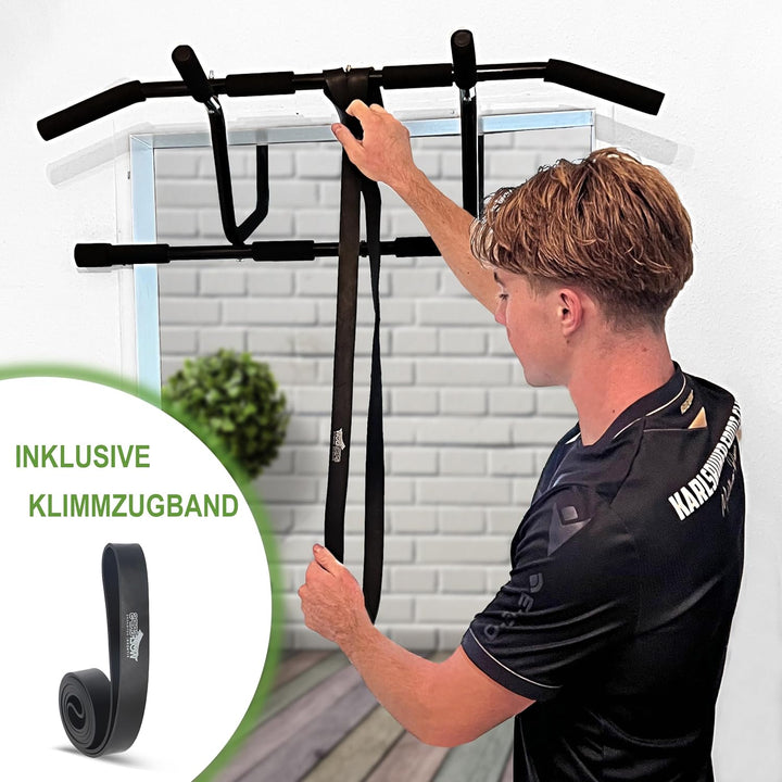 Klimmzugstange für Türrahmen zum Einhängen ohne Schrauben, Pull Up Bar mit Rutschfesten Griffen, Pro