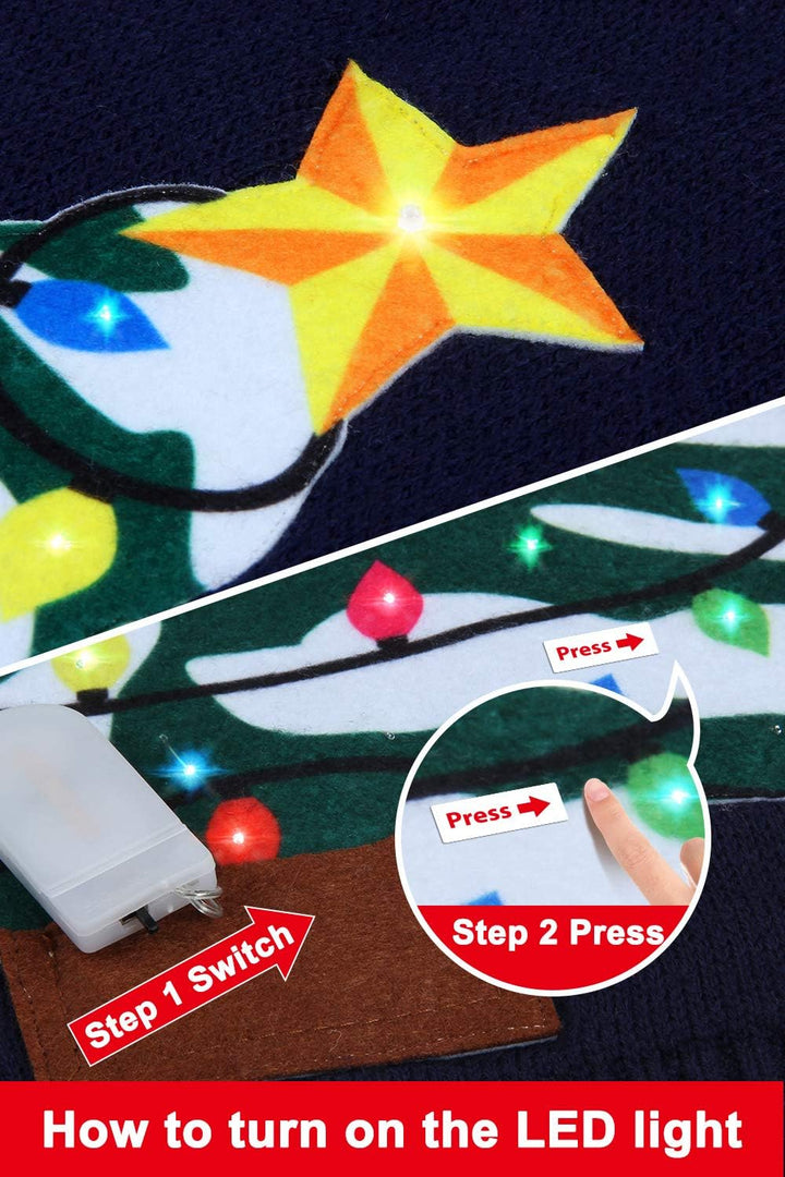 U LOOK UGLY TODAY Weihnachtspullover Herren Damen Unisex LED Licht Lustig Sweater Pulli Hässlich Xma