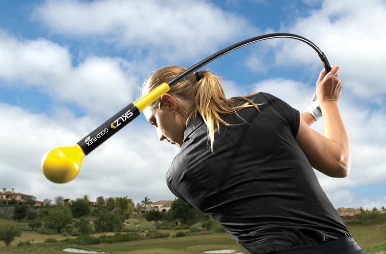 SKLZ Gold Flex, Golf Swing Trainer, Golf Accessories, Golf Training Aids, Flexible Fiberglass, Yello