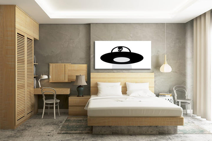 Entführung von Aliens Panorama 120x60 cm als Leinwandbild, Motiv fertig gerahmt auf Echtholzrahmen,