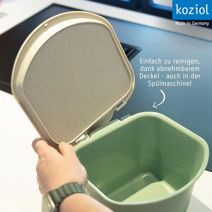 Koziol BIBO Biomülleimer 3 Liter mit Deckel | Küchenabfalleimer, Komposteimer | biozirkulärer Kunsts