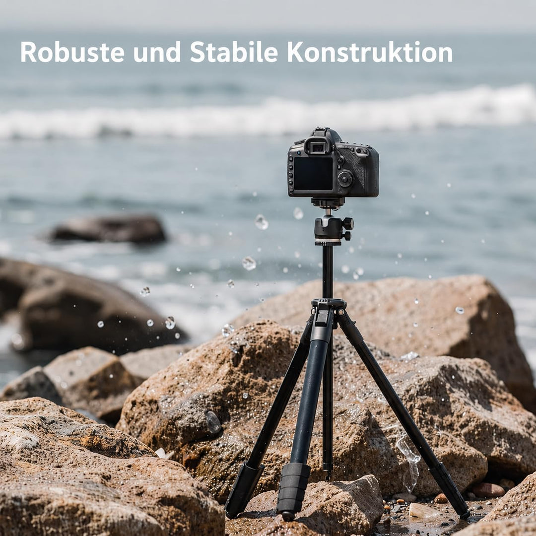 183 cm Kamera stativ mit 360° Kugelkopf, Leichtes Stativ für Smartphone mit Funkfernbedienung, Kompa