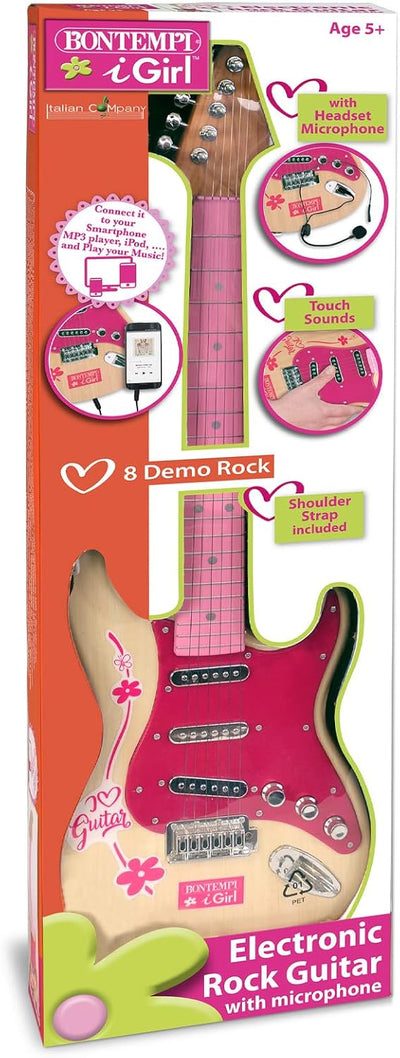 Bontempi 24 1371 1310-Elektronische Gitarre Rock, Rosa, Rosa