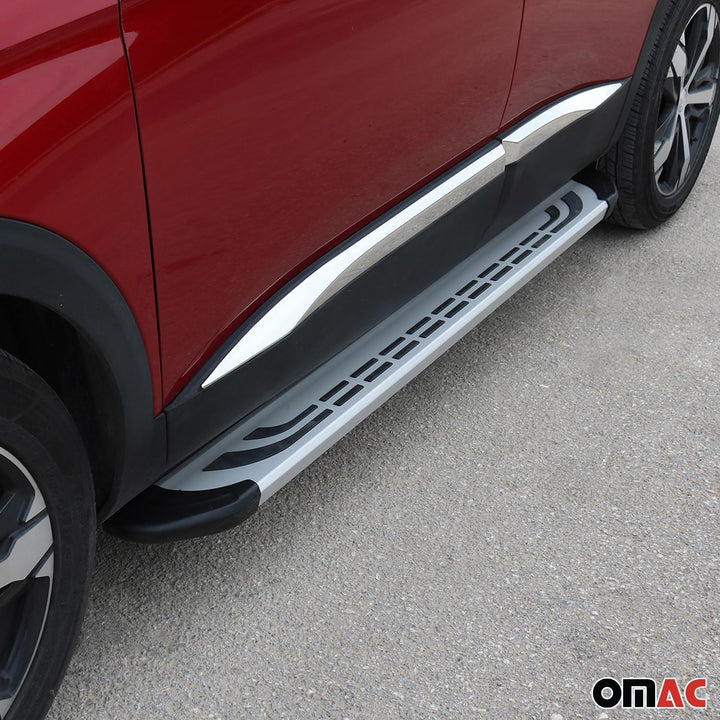 OMAC Trittbretter Schweller Seitenbretter kompatibel mit Honda CR-V 2001-2007 2X Aluminium Silber FA