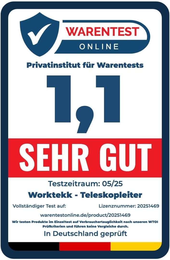 Worktekk® Profi 4/7/14 Teleskopleiter Leiter 14 Sprossen Aluleiter Mehrzweckleiter Klappleiter Bockl