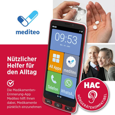 Olympia Neo 16 GB Smartphone für Senioren | Extragrosse Darstellung | Hörgerätekompatibel | Notrufta