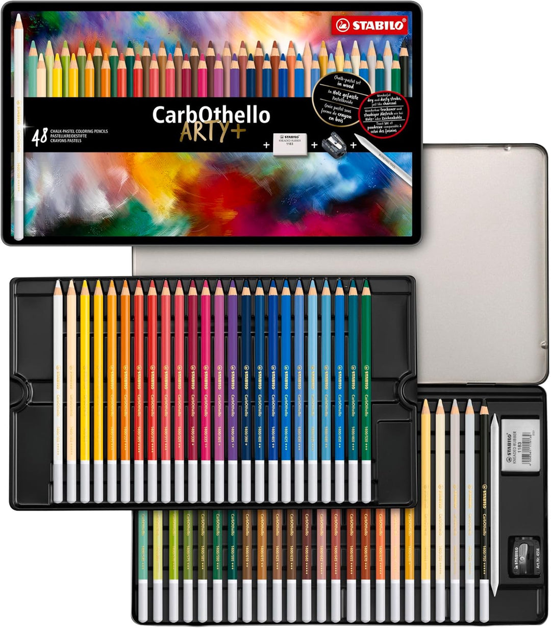 Pastellkreidestift - STABILO CarbOthello - ARTY+ - 48er Metalletui - mit 48 verschiedenen Farben 48e