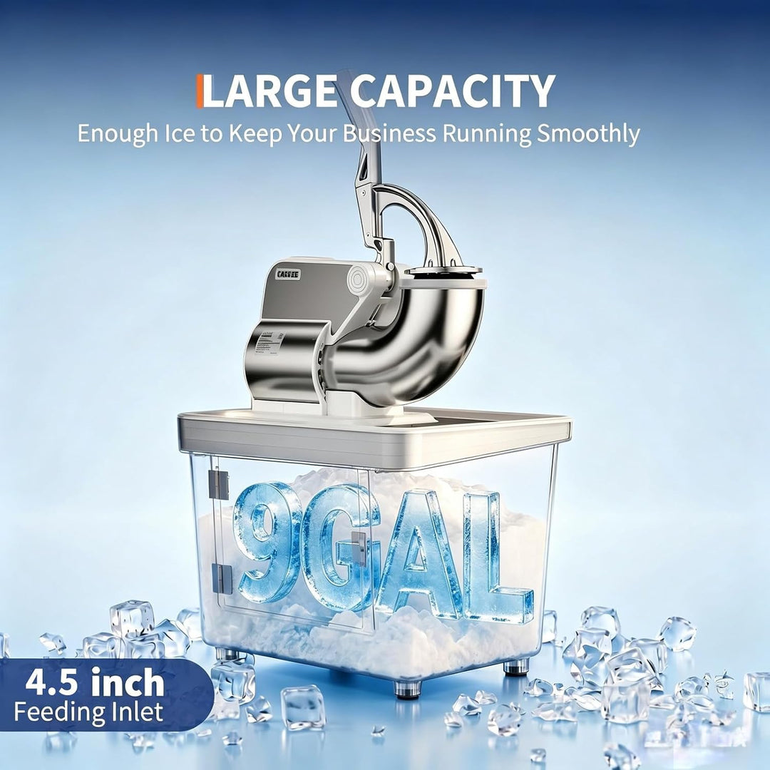 Garvee Leistungsstarker Eiscrusher 300W – Doppelte Edelstahlklinge, 50L Behälter, bis 300kg/h – Elek