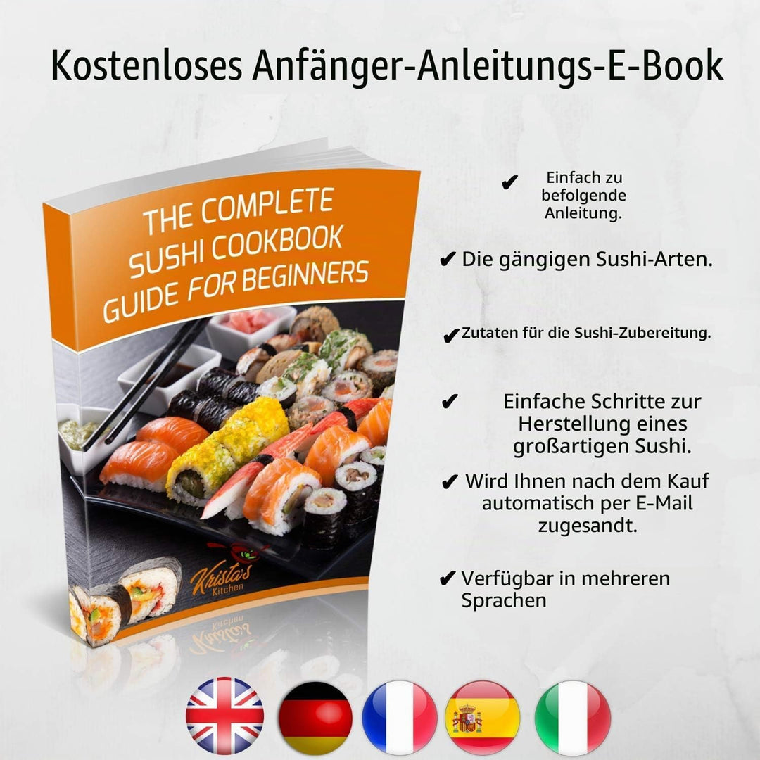 Sushi Maker Kit 11-teilig - Bambus Sushi Set Rollmatte und Servierset für Anfänger - 2 Matten, 5 Paa