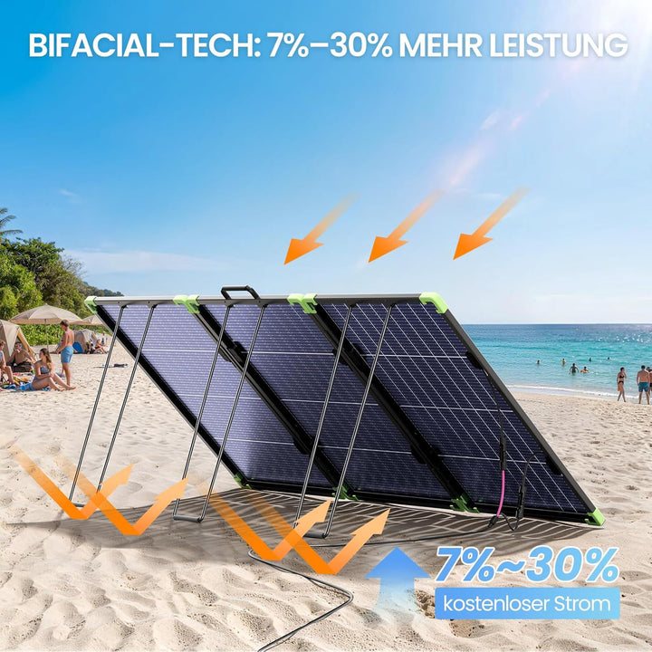 N-Type 16BB 200W Tragbares Bifazial Solarpanel,Callsun Faltbare Monokristallines Solarpanel für Trag