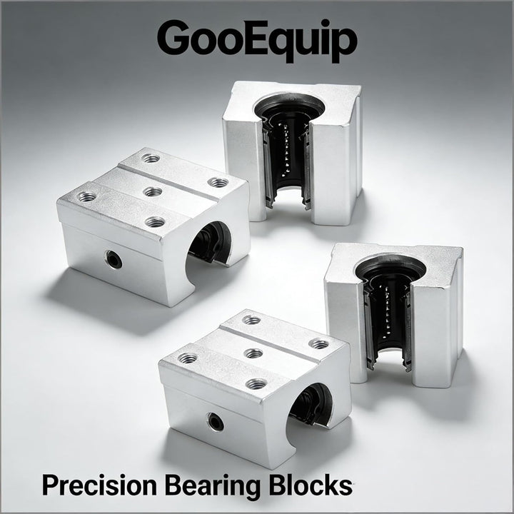 GooEquip Linearführung SBR20 500mm 2 x Linearschienen und 4 x Lagerblöcke mit SBR20 Schienenstopper,