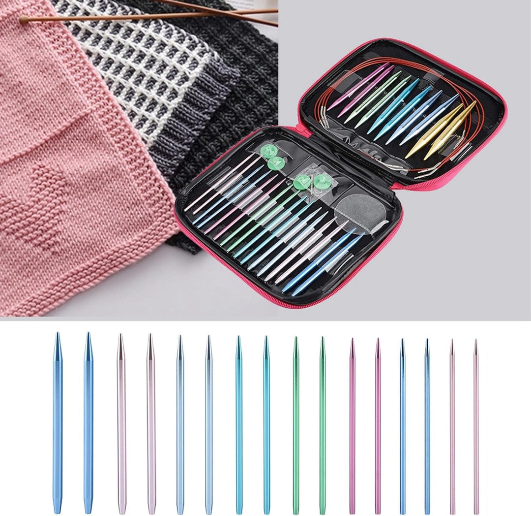 Bunte Rundstricknadelsets, Austauschbares Aluminium-Häkelset für DIY-Geschenke, 13 Strickpickel der