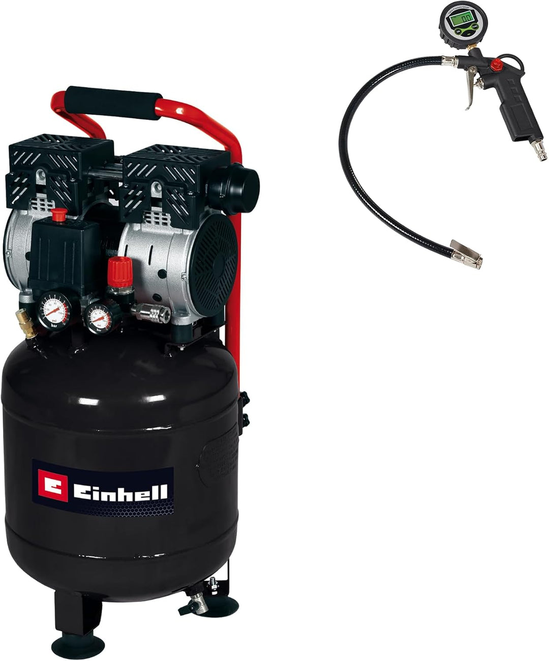 Einhell Kompressor TE-AC 24 Silent (leiser Kompressor, 750 W, max. 8 bar, öl- und servicefreier Moto