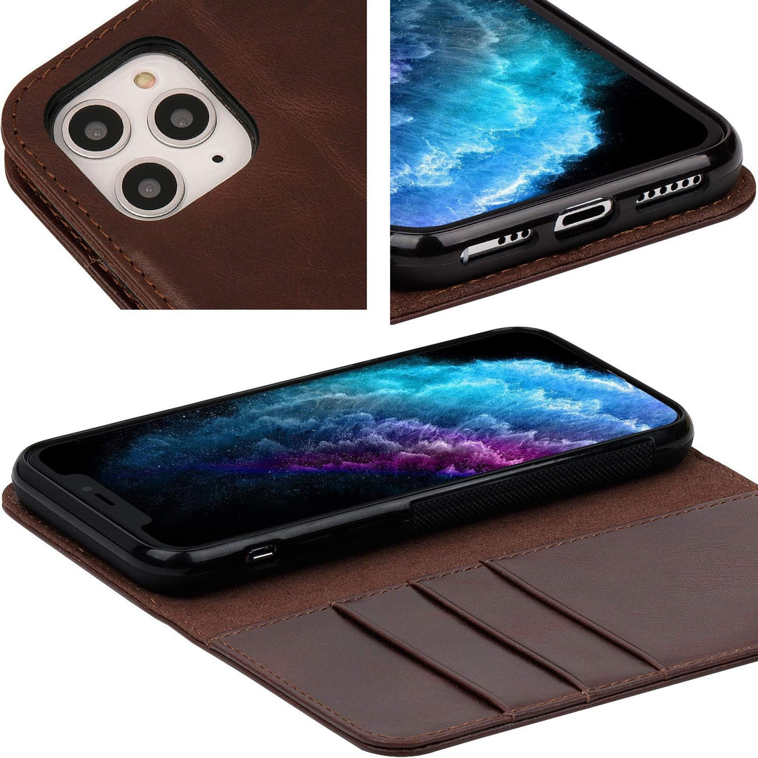 VISOUL iPhone 11 Pro Max Hülle,Stossfeste Handyhülle [Auto Sleep/Wake][100% Leder] TPU Schutzhülle K