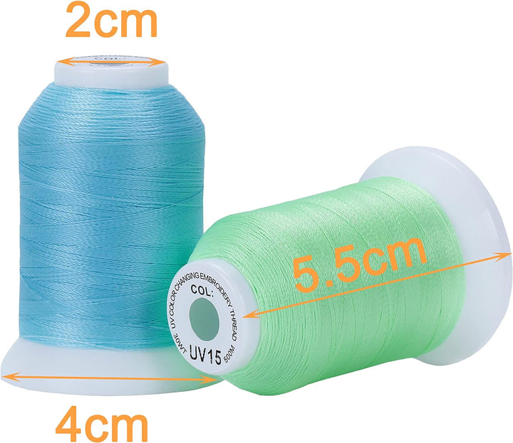 New brothread 8 Spulen UV Farbwechsel Maschinenstickgarn 30WT 500M (550Y) Jede Spule zum Sticken, Qu