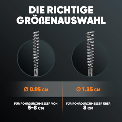 Meisterfaktur Rohrreinigungsspirale 3.0 [30m] - extrem lang - Ideale Abflussspirale für schwere & ti