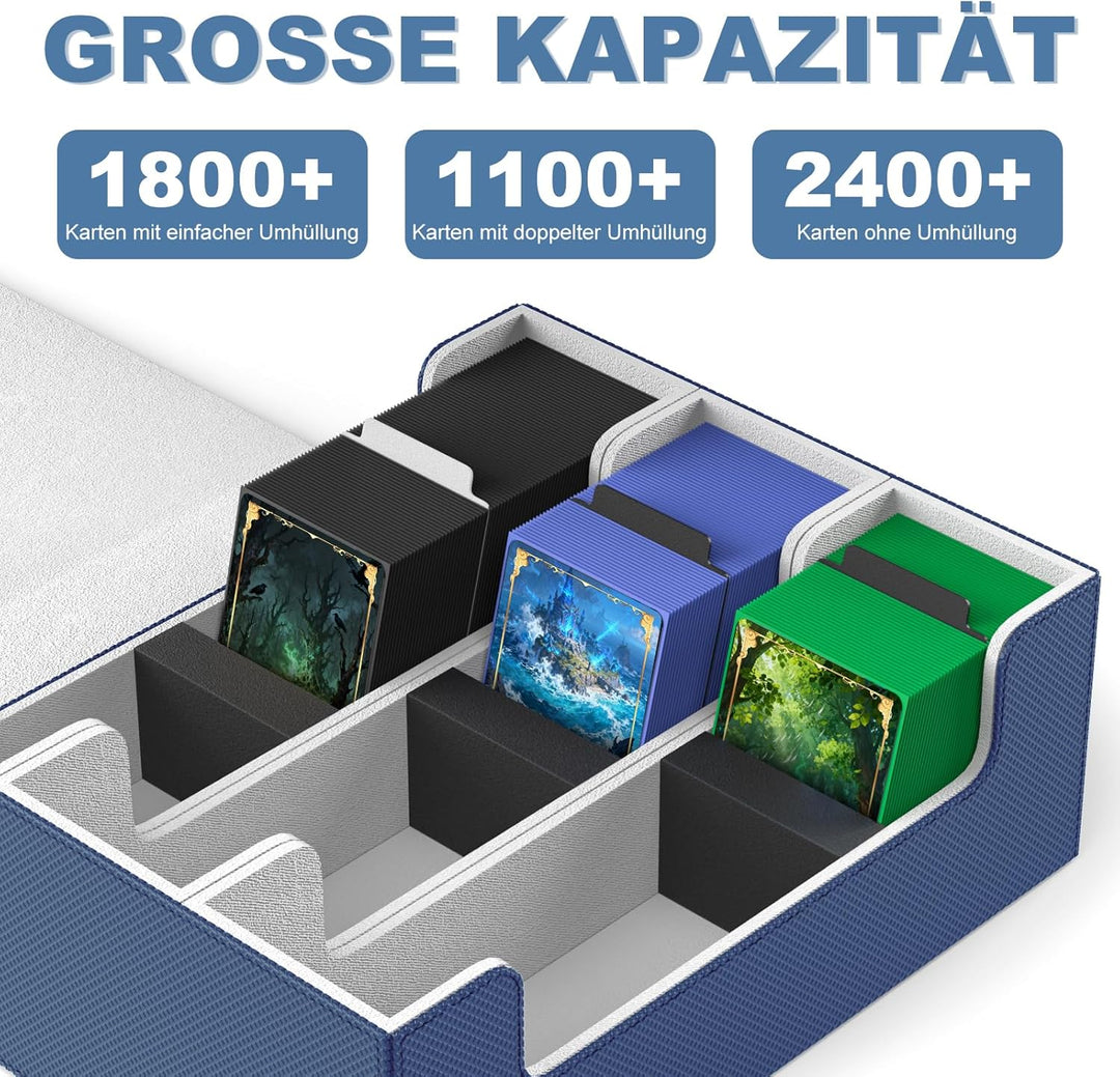 Mlikero Sammelkarten-Aufbewahrungsbox für 1800+ Karten, Magnetische Deck-Box passend für MTG und Spo