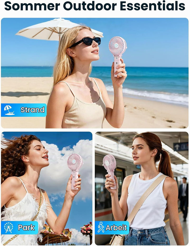 HandFan Handventilator mit 5200 mAh, wiederaufladbar, 20 Stunden Laufzeit, Handventilator, 3 Geschwi