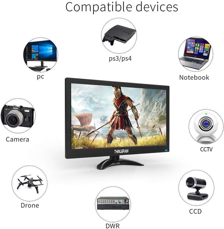 Tragbarer Monitor 13,3 Zoll Monitor 1366 x 768 HD LED Bildschirm Mini Monitor (HDMI / VGA / BNC / AV