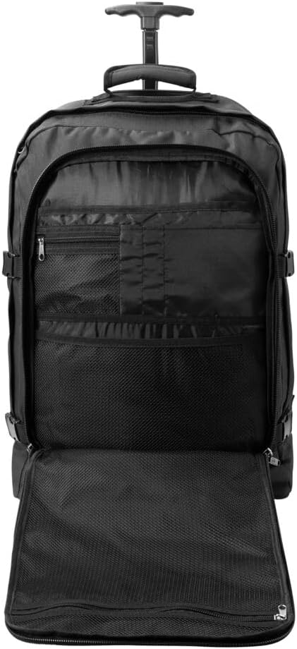 Cabin Max Handgepäck Trolley Reiserucksack Ryanair Handgepäck 55x40x20 44L Schwarz mit Rad 55 x 40 x