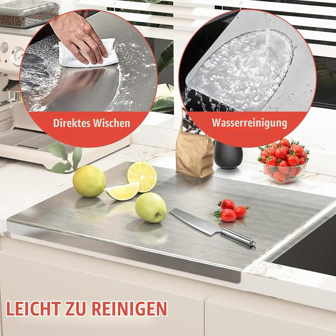 Edelstahl Schneidebrett 30 x 40cm, Arbeitsplatte Küche Schneidbrett, Stainless Steel Cutting Board,