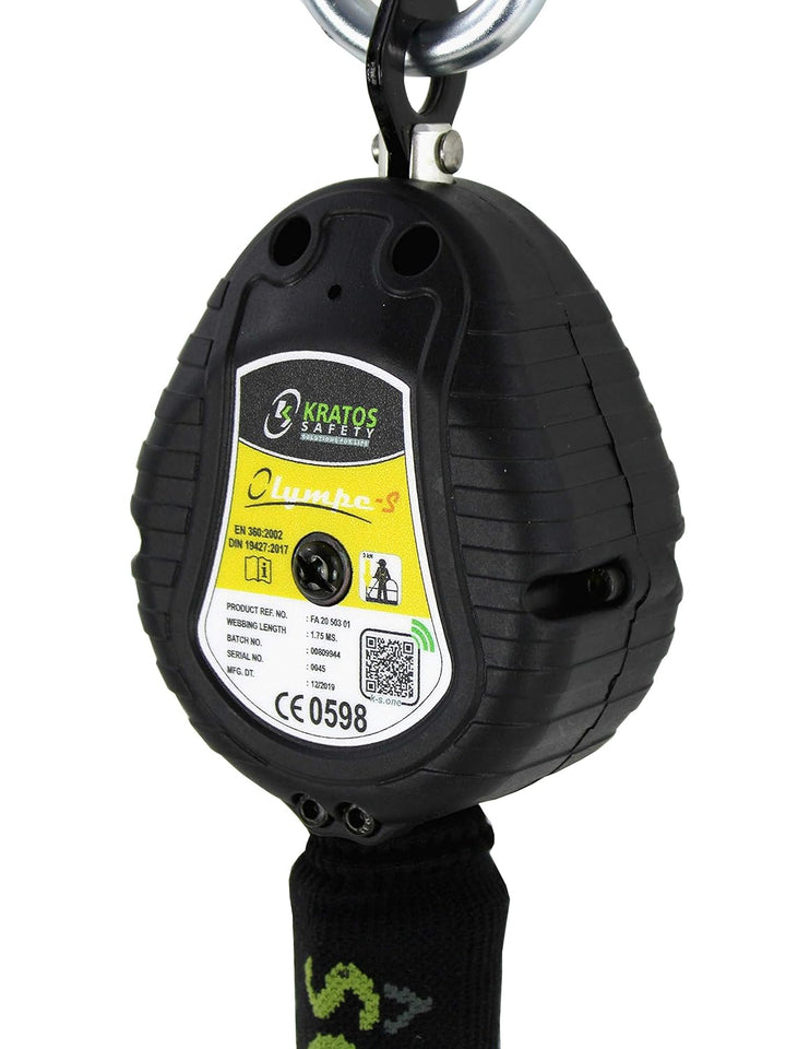 Kratos Safety Olympe-S Gurtband, Höhensicherungsgerät für Hubarbeitsbühnen, mit Bandfalldämpfer und