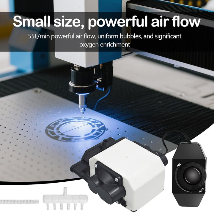 Air Assist, Pumpe für Laserschneider und Gravierer Einstellbarer Luftstrom 55L/Min Air Assist Laser