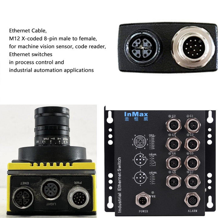 HangTon M12 Ethernet-Kabel, 8-polig, X-codiert, RJ45, Gigabit-Kabel, CAT-7e, für Basler Cognex IS200