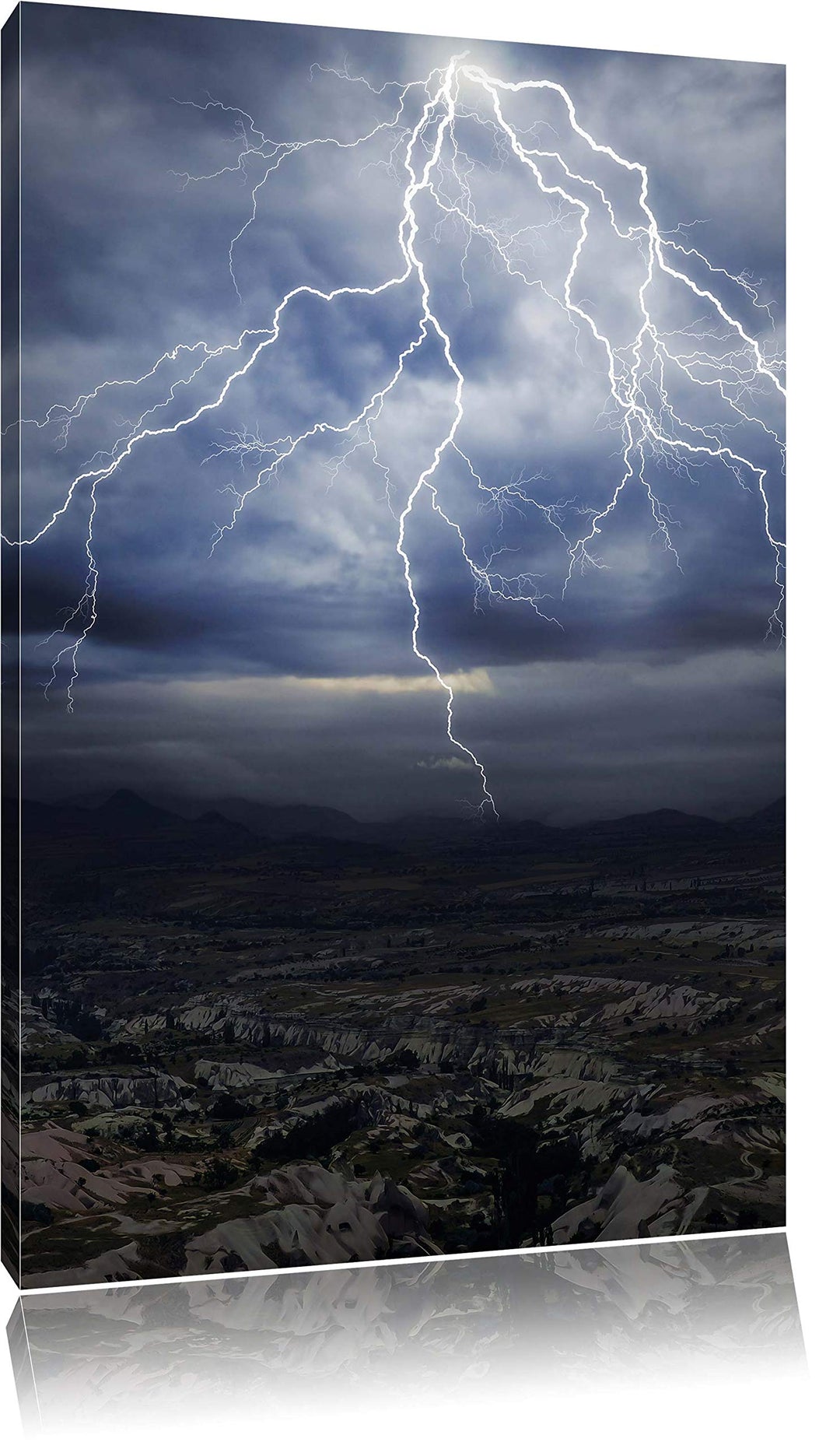 Pixxprint Blitze und Gewitter als Leinwandbild/Grösse: 100x70 / Wandbild/Kunstdruck/fertig bespannt