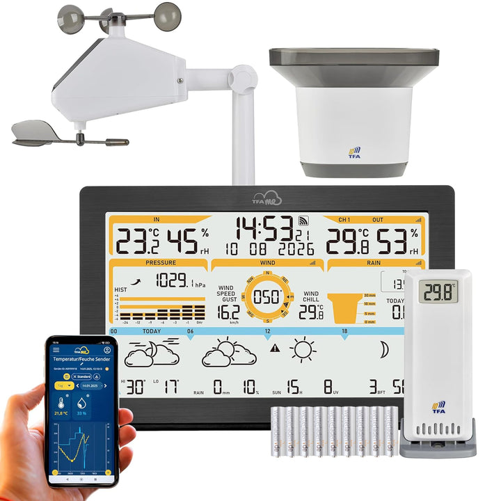 TFA Dostmann WLAN Wetterstation TFA.me ID-05 8-in-1, 35.8106, Profi-Wettervorhersage wetter.com 4 Ta