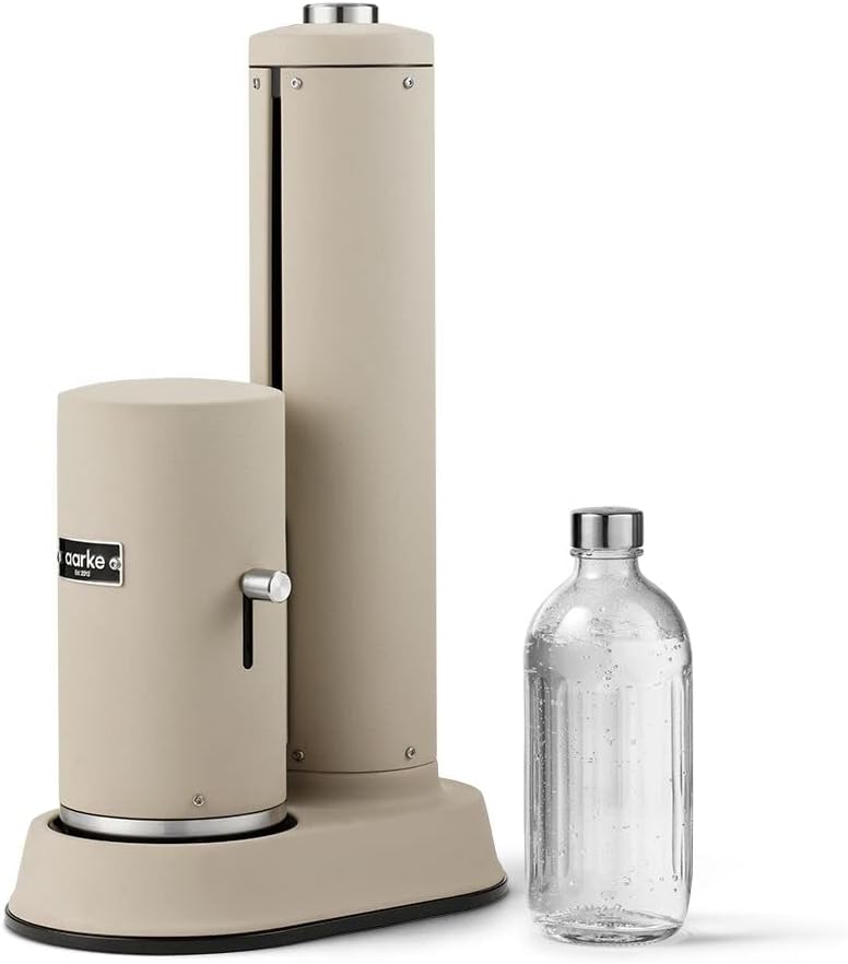 Aarke Carbonator Pro, Wassersprudler mit Glasflasche, Sand Finish, Sand