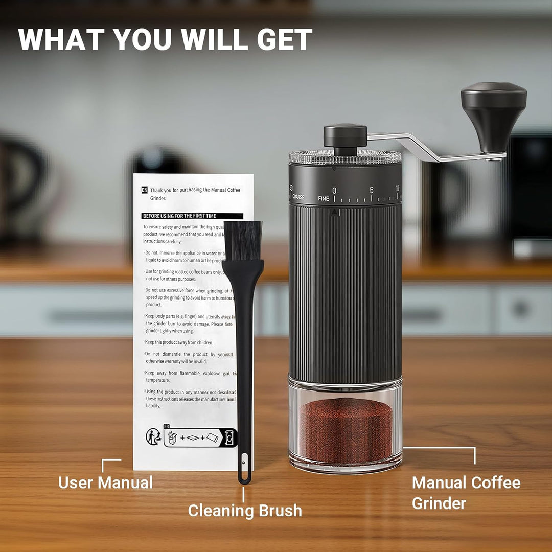 Mini Manuelle Kaffeemühle mit 40 einstellbaren Stufen, Tragbare Manuelle Handkaffeemühle mit 30g Kap