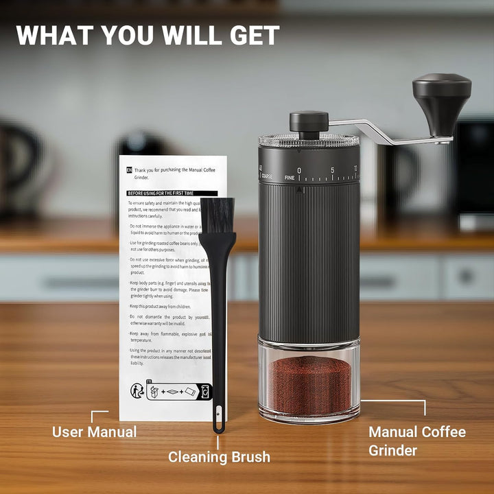 Mini Manuelle Kaffeemühle mit 40 einstellbaren Stufen, Tragbare Manuelle Handkaffeemühle mit 30g Kap